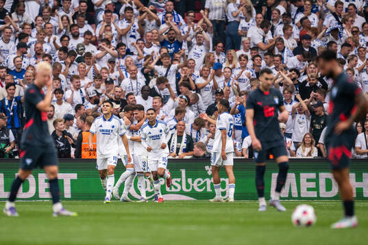 Rodrigo Huescas of FC Copenhagen celebrates with team mates
