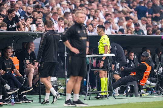 Referee José María Sánchez VAR checks a possible penalty