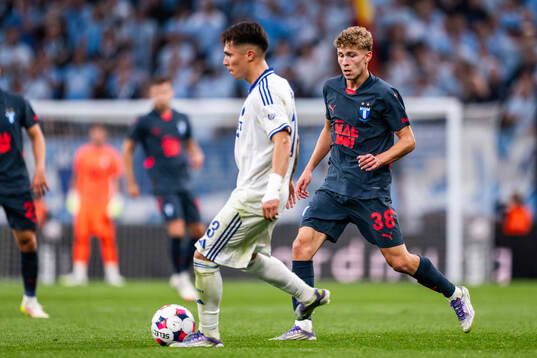 Rodrigo Huescas of FC Copenhagen and Hugo Bolin of Malmö FF
