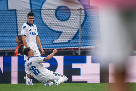 Mohamed Elyounoussi and Robert of FC Copenhagen celebrates