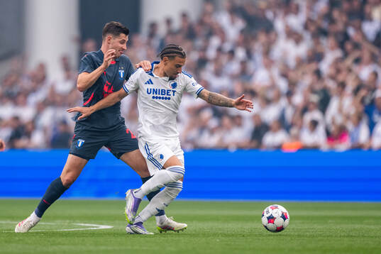 Lasse Berg Johnsen of Malmö FF and Jordan Larsson of FC