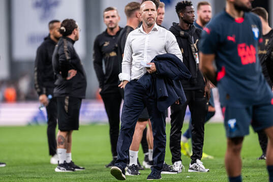 Head coach Henrik Rydström of Malmö FF looks dejected