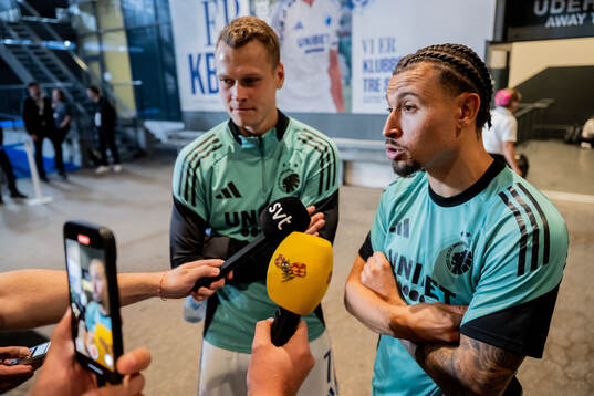 Viktor Claesson and Jordan Larsson of FC Copenhagen is
