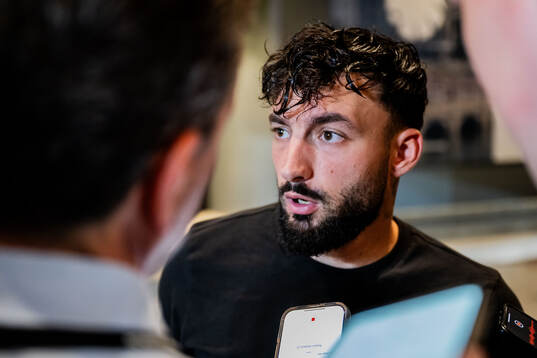 Sead Haksabanovic of Malmö FF is being interviewed