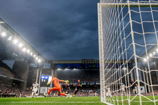 Youssoufa Moukoko of FC Copenhagen with a chance against