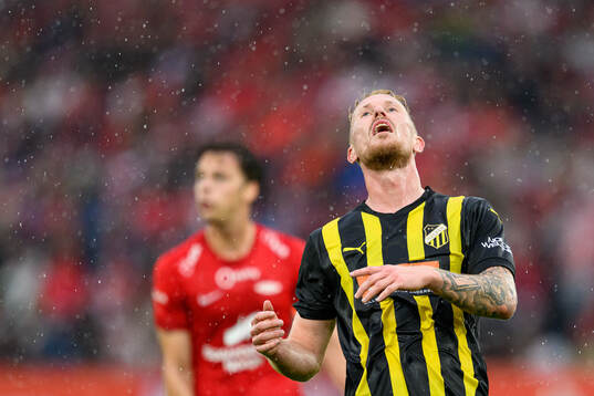 Mikkel Rygaard Jensen of Häcken looks dejected
