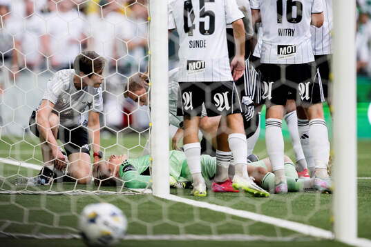 Goalkeeper Sander Tangvik of Rosenborg in pain