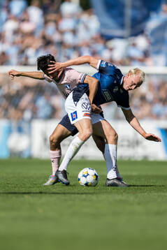 Malmö FFs Adrian Skogmar och Halmstads André Boman