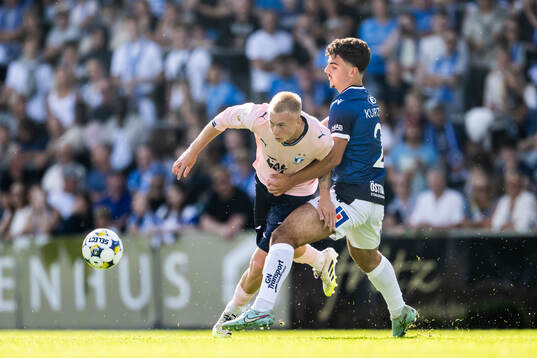 Malmö FFs Daniel Gudjohnsen och Halmstads Bleon Kurtulus