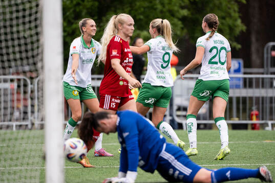 Hammarbys Anna Jøsendal jublar med Ellen Wangerheim och
