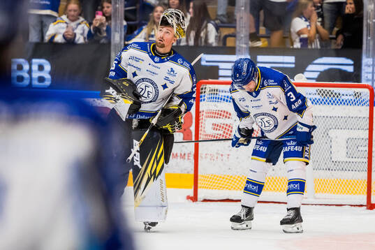 Leksands målvakt Robin Christoffersson och Fred Nilsson