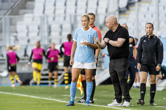 Malmö FFs Sanna Kullberg och tränare Jonas Valfridsson