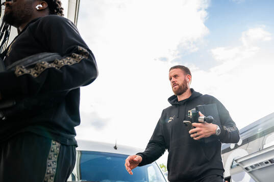 Pontus Jansson of Malmö FF arrives at the stadium