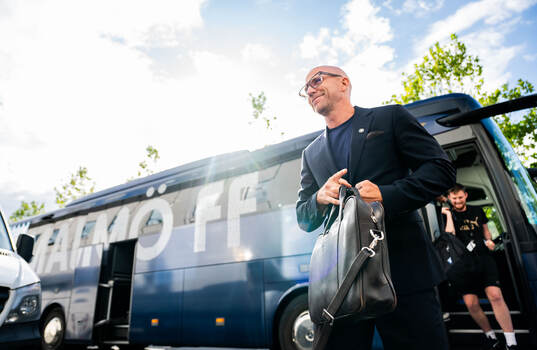 Head coach Henrik Rydström of Malmö FF arrives at the