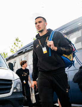 Andrej Djuric of Malmö FF arrives at the stadium