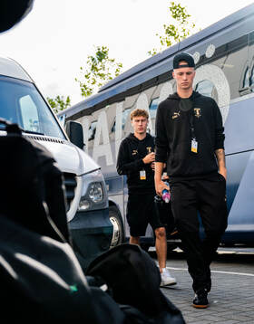 Hugo Bolin and Daniel Gudjohnsen of Malmö FF arrives at