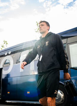 Colin Rösler of Malmö FF arrives at the stadium