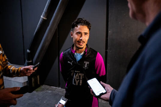 Adrian Skogmar of Malmö FF is being interview