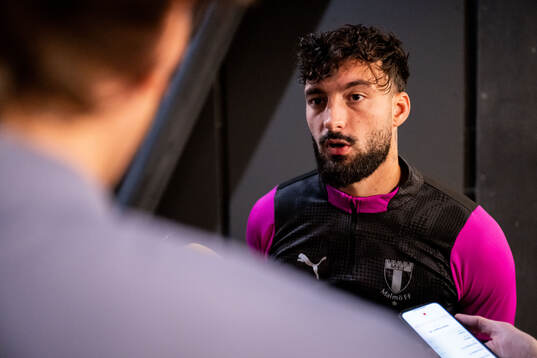 Sead Haksabanovic of Malmö FF is being interview