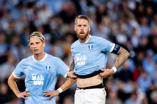 Jens Stryger Larsen and Pontus Jansson of Malmö FF