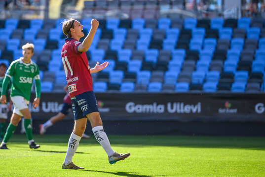 Örgrytes målskytt Noah Christoffersson jublar