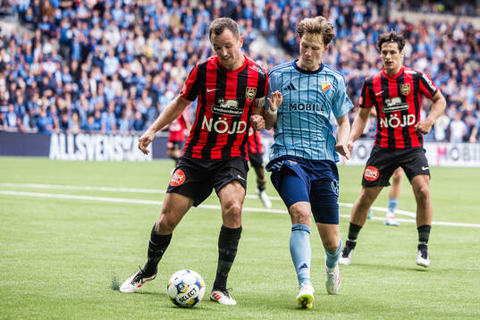 Brommapojkarnas Even Hovland och Djurgårdens August Priske