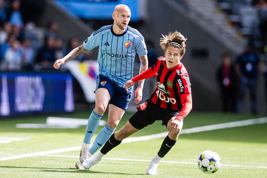 Djurgårdens Adam Ståhl och Brommapojkarnas Love Arrhov