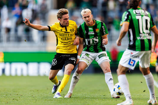 Mjällbys Jeppe Kjaer och GAIS Robin Wendin Thomasson
