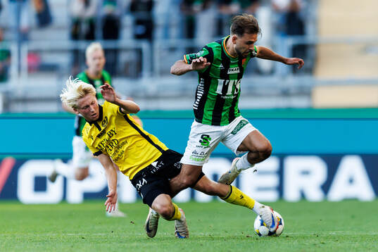 Mjällbys Romeo Leandersson och GAIS Edvin Becirovic