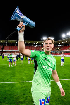 IFK Norrköpings målvakt Theo Krantz jublar