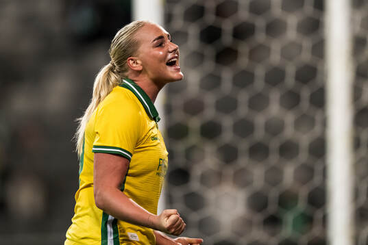 Cathinka Tandberg  of Hammarby celebrates