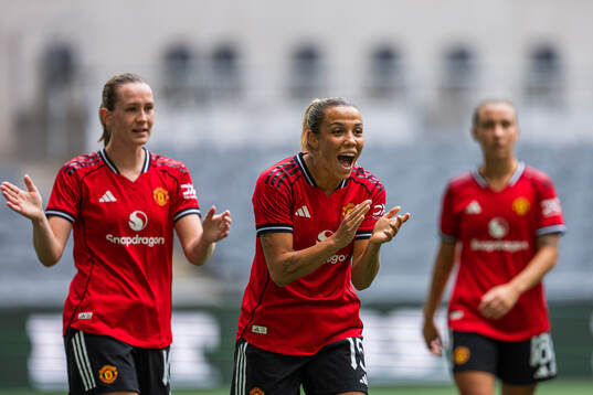 Celin Bizet Dønnum of Manchester United celebrates