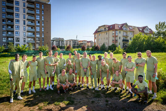 The team poses for at photo