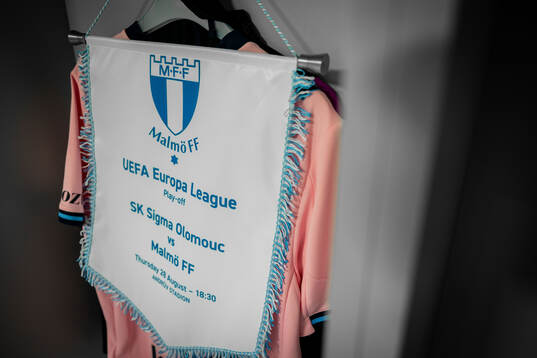 General view of the matchday pennant in the dressing room