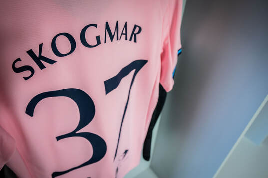 The kit of Adrian Skogmar of Malmö FF in the dressing room