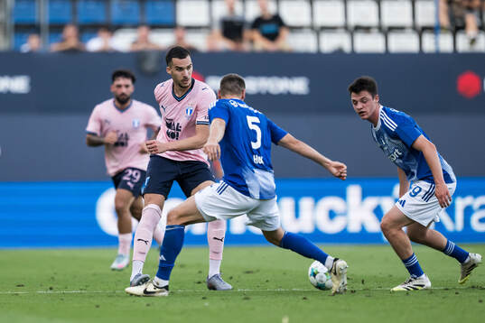 Andrej Djuric of Malmö FF and Tomas Huk of SK Sigma Olomouc
