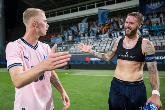 Daniel Gudjohnsen and Pontus Jansson of Malmö FF celebrate