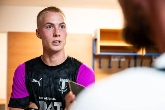Daniel Gudjohnsen of Malmö FF is being interview
