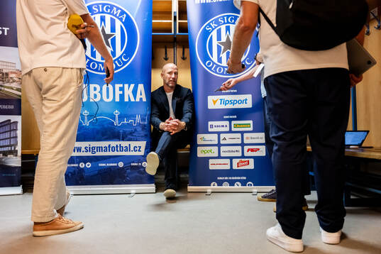 Head coach Henrik Rydström of Malmö FF is being interview
