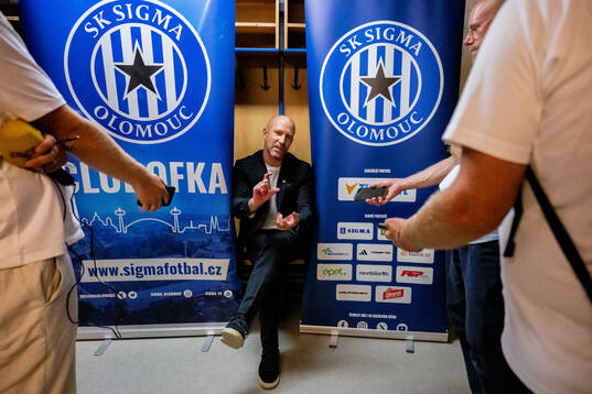 Head coach Henrik Rydström of Malmö FF is being interview