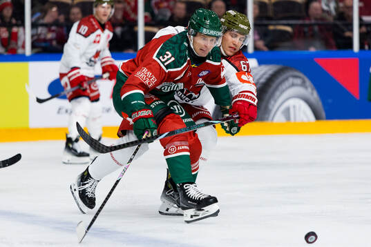 Nicklas Lasu of Frölunda and Matthew James Bradley of