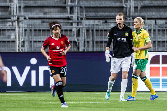goalkeeper Melina Loeck and Alice Carlsson looks dejected