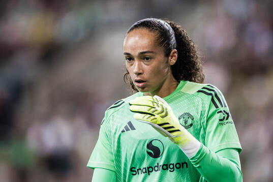 Goalkeeper Phallon Tullis-Joyce of Manchester United