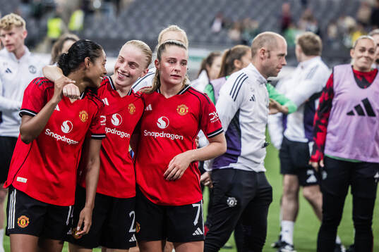 Jayde Riviere, Anna Sandberg and Ella Toone of Manchester