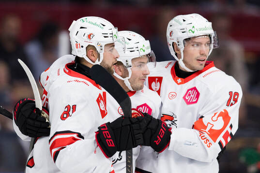 Erik Brännström of Lausanne celebrates