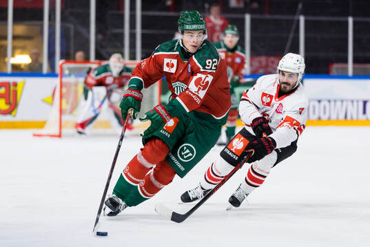 Filip Cederqvist of Frölunda and Aurelien Marti of Lausanne