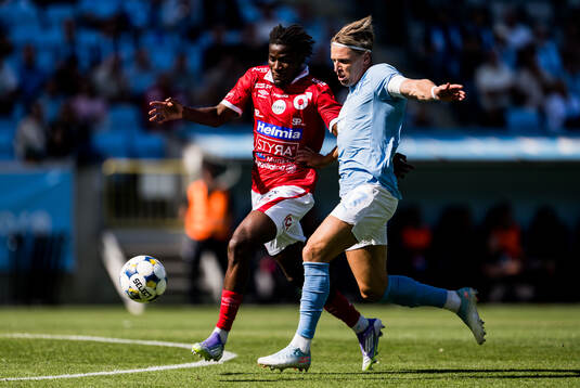 Degerfors Nasiru Moro och Malmö FFs Jens Stryger Larsen