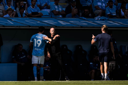 Malmö FFs Colin Rösler och huvudtränare Henrik Rydström