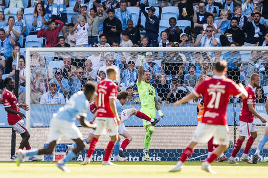 Malmö FFs målvakt Robin Olsen jublar