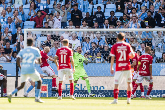 Malmö FFs målvakt Robin Olsen jublar